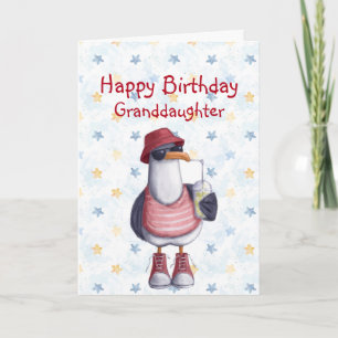 Birthday Granddaughter Fun Cool Seagull Bird Card
