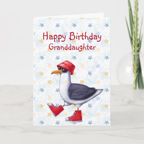 Birthday Granddaughter Fun Cute Seagull Bird  Card