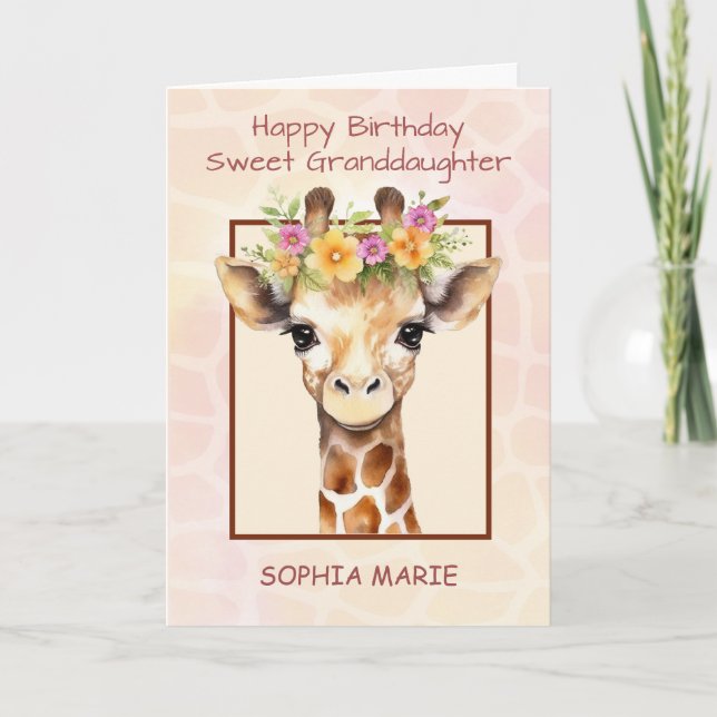 Birthday Granddaughter Personalize Safari Jungle Card (Front)