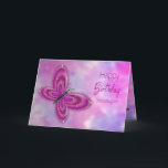 Birthday, Granddaughter, Pink Glitzy Butterfly Card<br><div class="desc">Dainty and sweet image with glitzy butterfly in pink/purple.  See same/similar image for other categories and products.
Image has been designed digitally for a more reversed effect.</div>