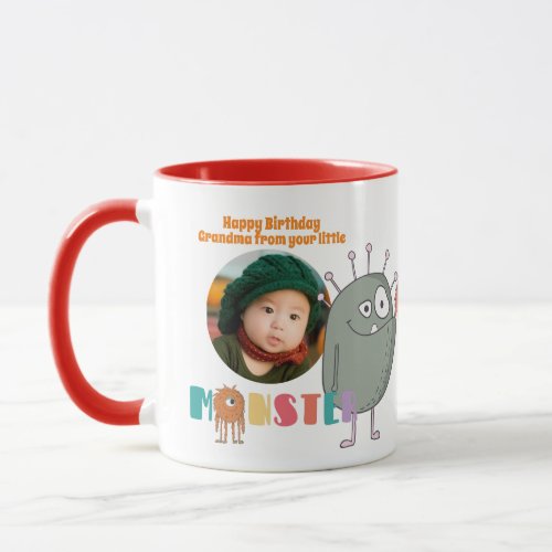 Birthday GRANDMA PHOTO MUG KIDS Little Monsters