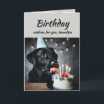 Birthday Grandpa Fun Wisdom Lab Dog Card<br><div class="desc">Birthday wisdom for your Grandpa from the cute Labrador Retriever Dog Pet Animal licking the cake.   Fun animal Birthday cards</div>