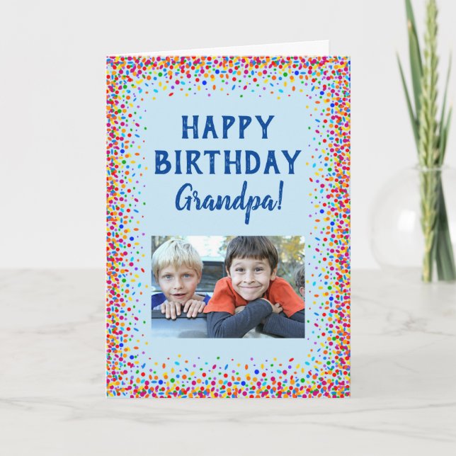 Birthday Grandpa Grandfather Fun Colorful Photo Card (Front)
