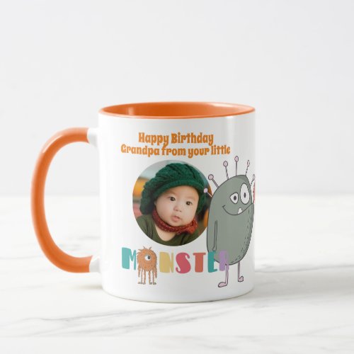 Birthday GRANDPA PHOTO MUG KIDS Little Monsters