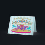 Birthday - Grandson - Carousel Card<br><div class="desc">Colorful and loaded with fun is this adorable birthday card ideal for any child.  See same image for other birthdays and party invitations.</div>