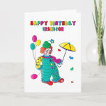 Birthday Grandson Colorful Clown Fun Image Card<br><div class="desc">Fun and ideal card to give the child to brighten his day.  Other categories are available.

Also,  note,  there is the same image available except it is designed like a coloring book page
ready for the child to color the card.</div>