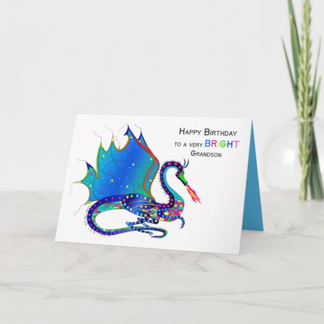 Birthday, Grandson, Dragon Kaleidoscope Collection Card (Front)