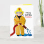 Birthday Grandson Firefighter with Water Hose Card