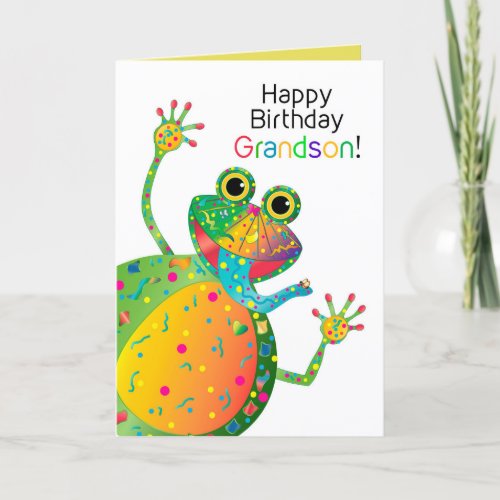 Birthday Grandson Frog Kaleidoscope Collection Card