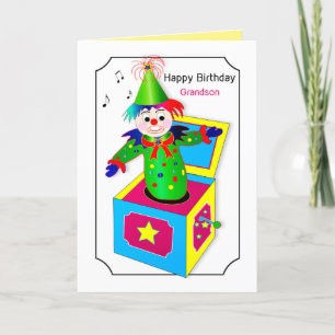 Birthday Grandson Jack in the Box Colorful Card