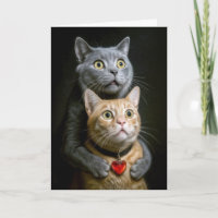Birthday Gray Cat With Ginger Cat in Hugging Pose