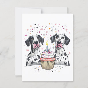Birthday Great Dane Dogs Cupcake Postcard
