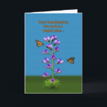 Birthday, Great Granddaughter, Sweet Peas Card<br><div class="desc">A fantasy image highlighted by purple sweet pea flowers with little faces watching two hovering monarch butterflies makes a colorful and whimsical birthday card.  Customize by changing the inside verse to anything you want.</div>