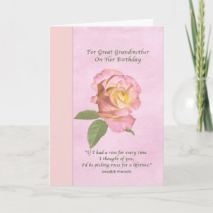 Birthday, Great Grandmother, Peace Rose Card