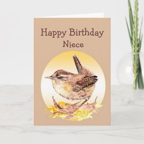 Birthday Great Niece Watercolor Wren Bird Card