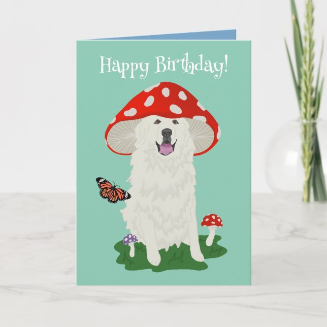 Birthday Great Pyrenees Mountain Dog Card (Front)