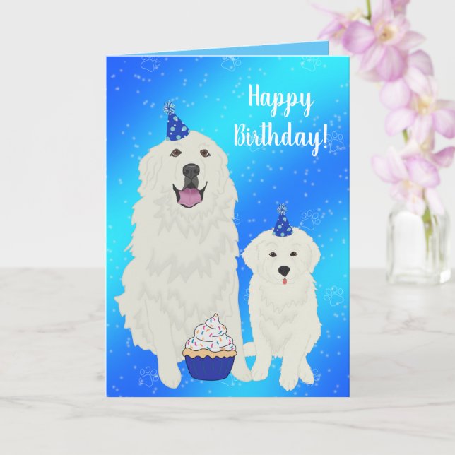 Birthday Great Pyrenees Mountain Dog Card (Orchid)