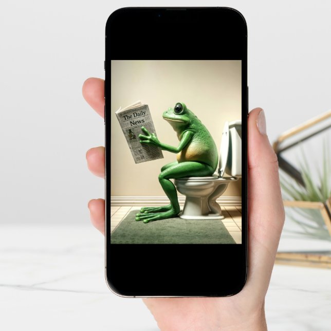 Birthday Green Frog Sitting On a Toilet Card (Front Digital)