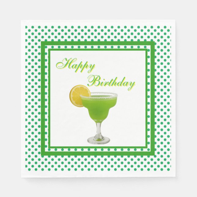 Birthday Green Margarita  Napkins (Front)