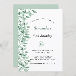 Birthday greenery botanical floral modern chic invitation