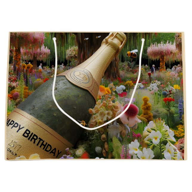  Birthday Greeting by Natasha Us  Large Gift Bag (Front)