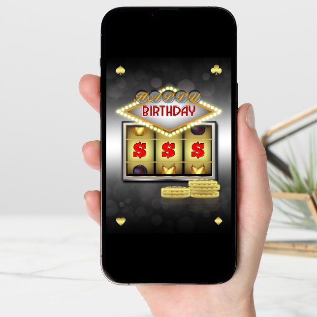 Birthday Greeting Card Casino Theme With Slots And (Front Digital)