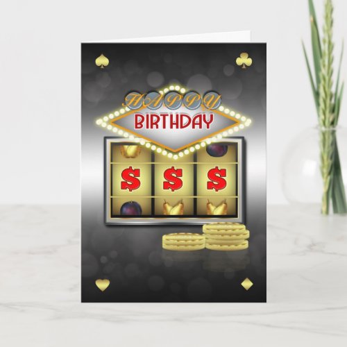 Birthday Greeting Card Casino Theme With Slots And