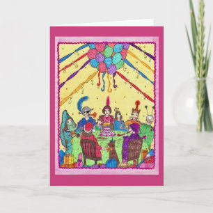 Birthday Greeting Card, costumes, dog, cake, party Card
