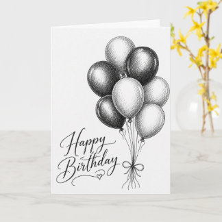 Birthday Greeting Card, Elegant Balloons Birthday Card