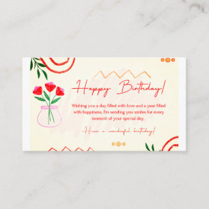 Birthday greeting card. enclosure card