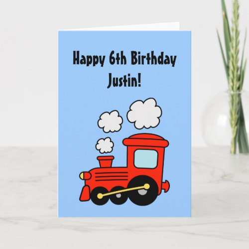 Birthday greeting card for boys  Red toy train