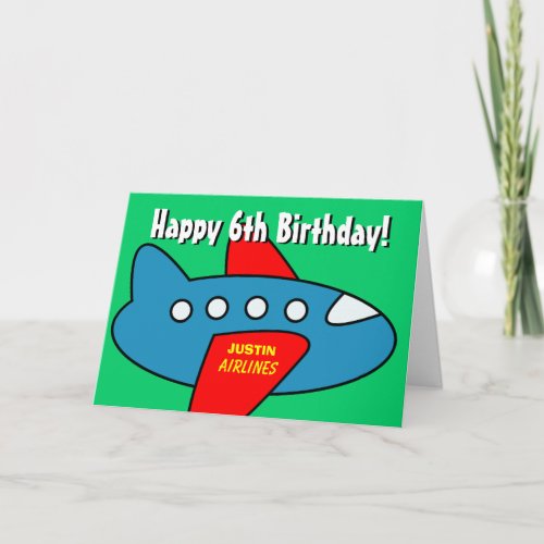 Birthday greeting card for boys  Toy airplane