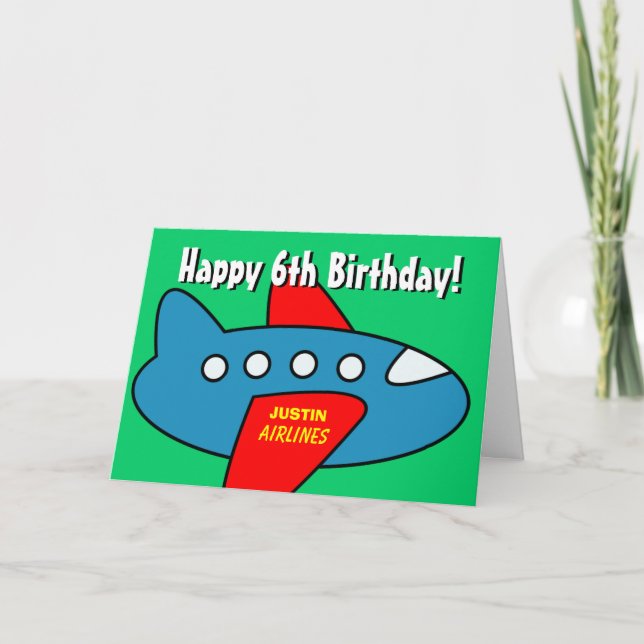 Birthday greeting card for boys | Toy airplane (Front)