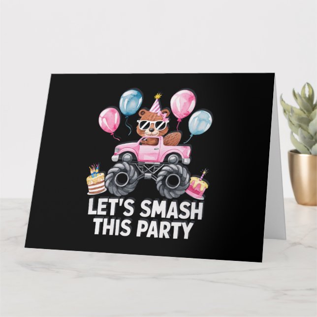 BIRTHDAY GREETING CARD FOR GIRLS PINK BEAVER (Small Plant)