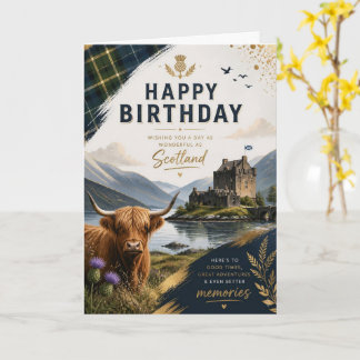 Birthday Greeting Card, Scottish Highland Cow Wate Card