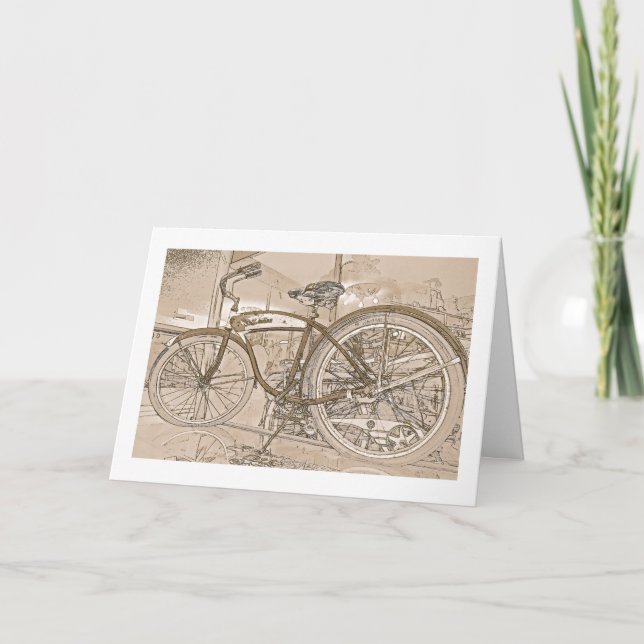 Birthday Greeting Card with Vintage Bicycle (Front)