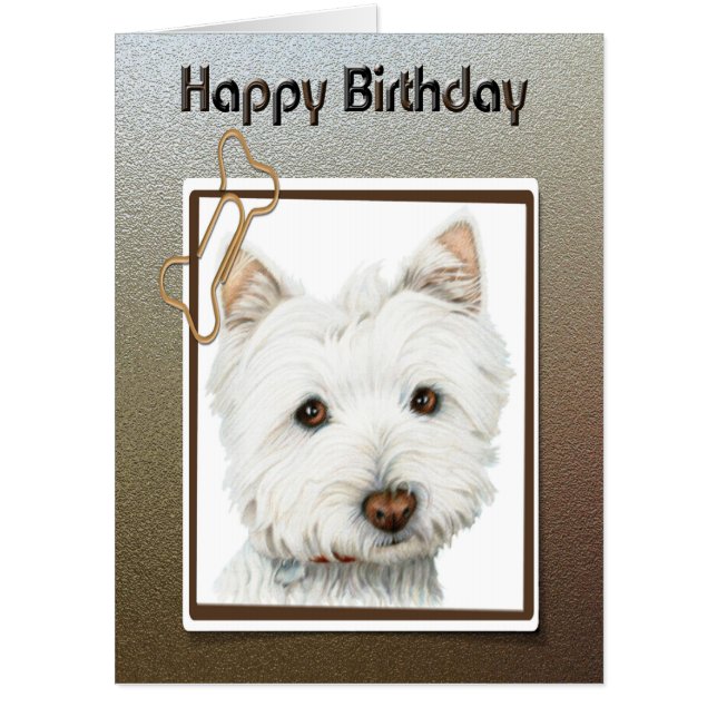 Birthday Greeting Card with Westie Dog Art (Front)