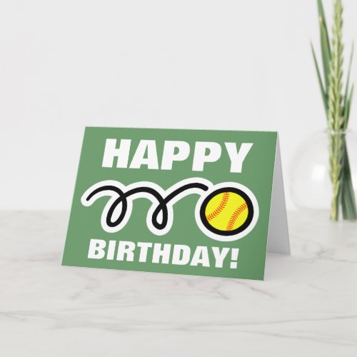 Birthday greeting card with yellow softball design