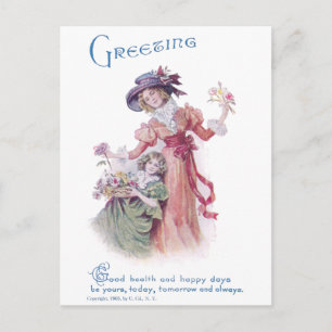 Birthday Greeting from Woman & Girl Postcard