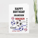 Birthday Greeting Grandson Soccer Fan Fun Card<br><div class="desc">Motivational Soccer Game,  Sports Words make a fun card for the great Grandson soccer fan's birthday</div>