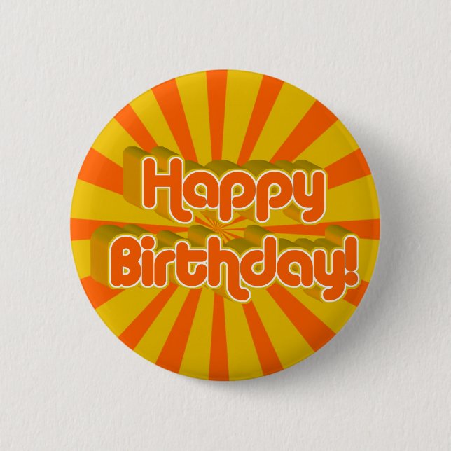 Birthday Greeting Retro style Pinback Button (Front)