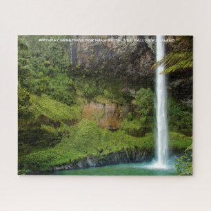 Birthday Greetings Bridal Veil Fall New Zealand Jigsaw Puzzle
