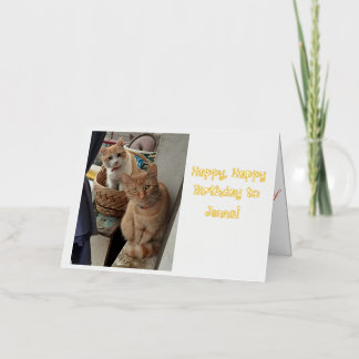 Birthday Greetings Ginger Cats Foil Greeting Card