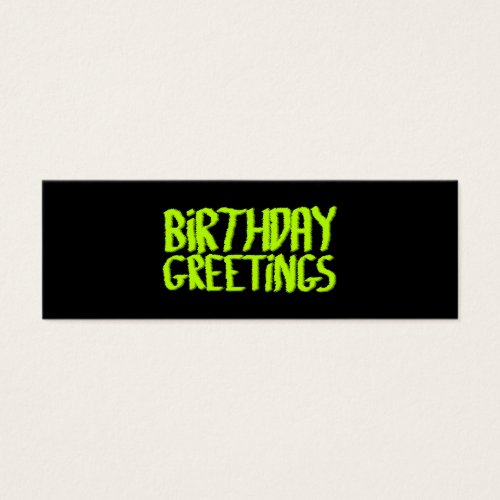 Birthday Greetings. Green and Black. Custom Business Cards