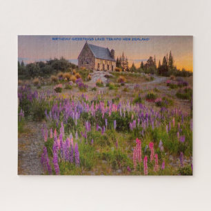Birthday Greetings Lake Tekapo New Zealand Jigsaw Puzzle