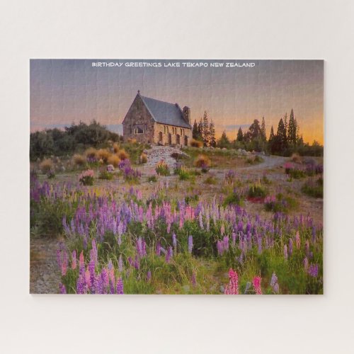 Birthday Greetings Lake Tekapo New Zealand Jigsaw Puzzle