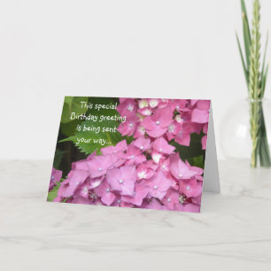 Birthday Greetings Pink Hydrangeas Card