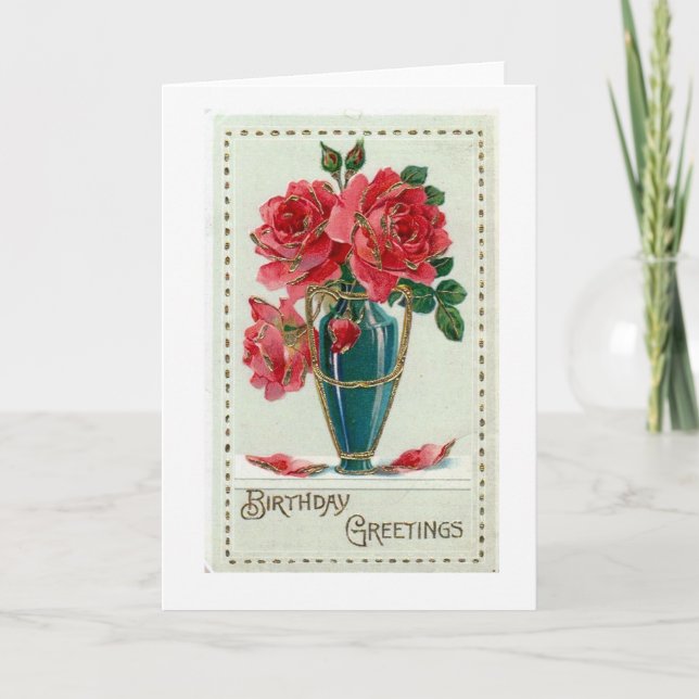 Birthday Greetings Roses Blank Greeting Card (Front)