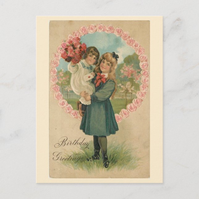 Birthday Greetings, Victorian Sisters, 1910s  Postcard (Front)