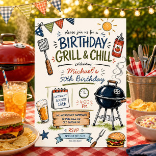 Birthday Grill & Chill BBQ Invitation
